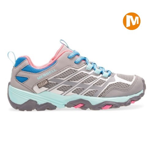 Merrell Moab FST Low Waterproof Sneaker Kinder Grau/Türkis [DE-LBOHS]
